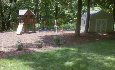 Playground surrounded by mulch